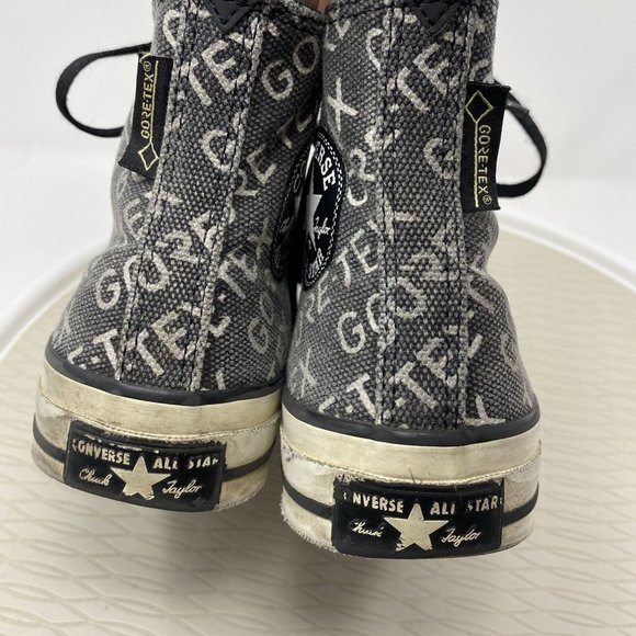 Converse High Tops 7.5 Women Shoes Goretex Sneakers Black Waterproof Spell Out - Picture 6 of 12